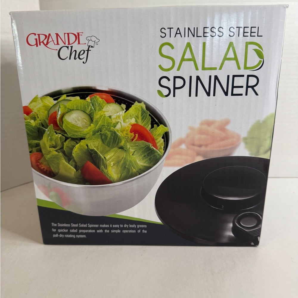 Stainless Steel Salad Spinner - Black